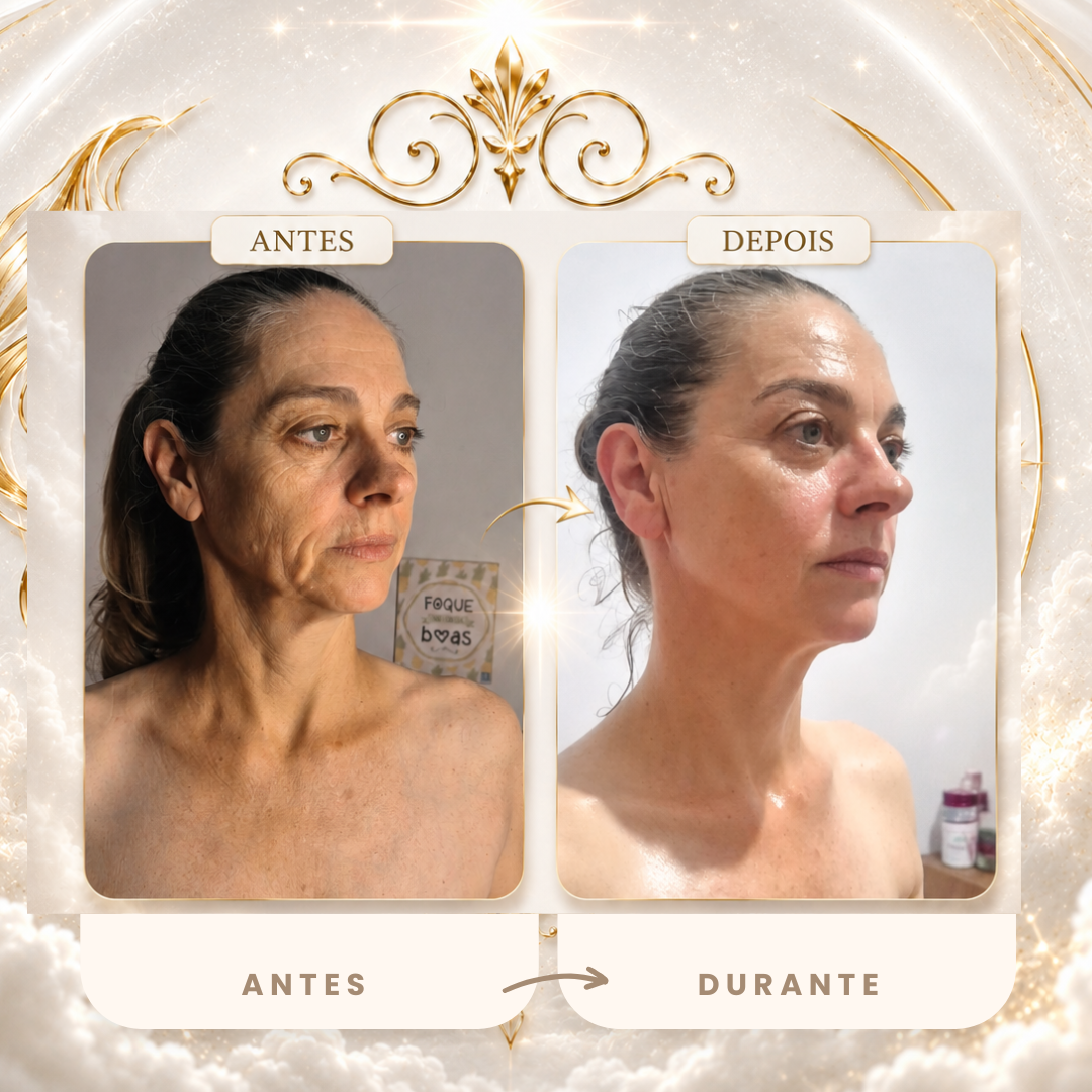 Antes e durante real — contorno facial mais definido